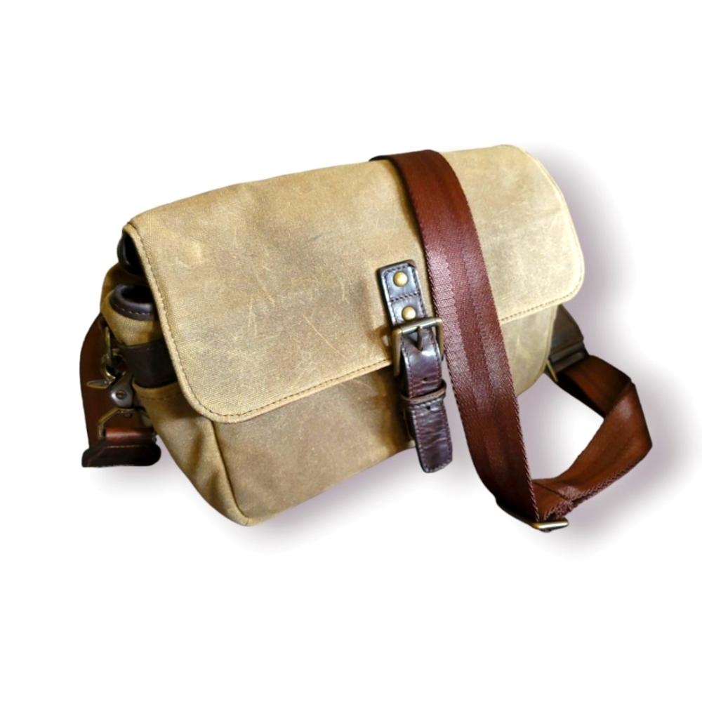 ONA Photography Canvas Shoulder Bag with Brown Leather Strap - Taupe